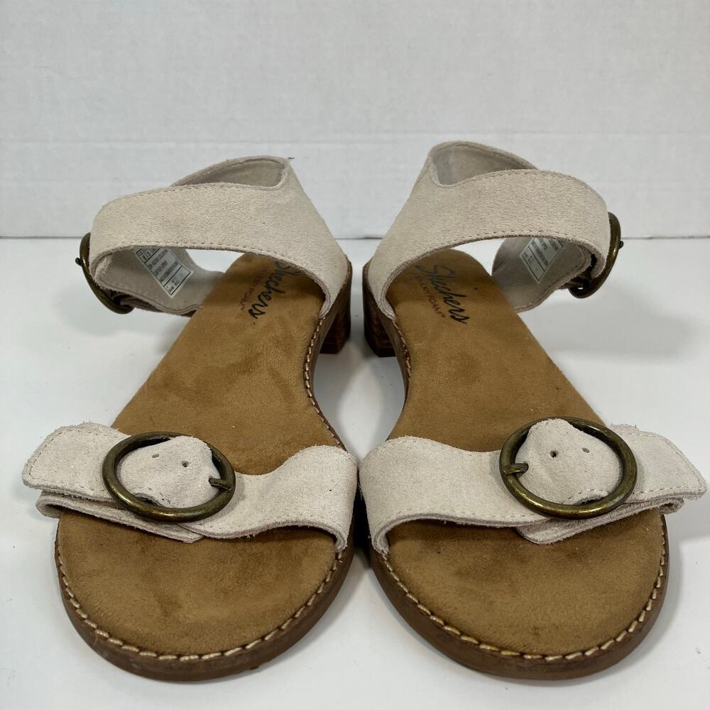 Skechers Sz 8 Petaluma Ringing Suede Comfort Heeled Sandals Casual Minimalist